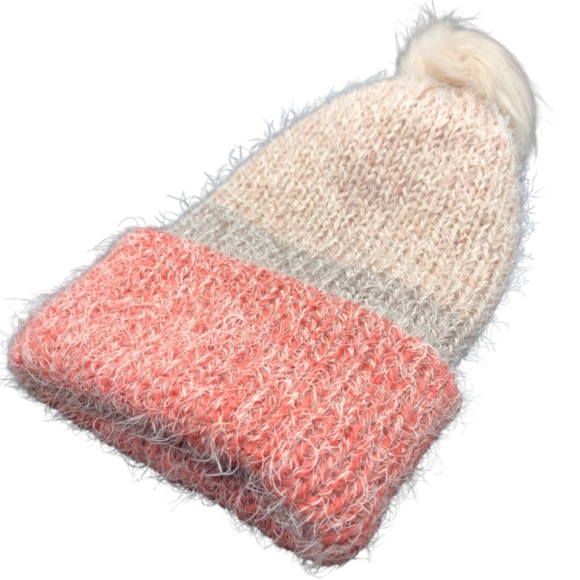 Fuzzy Beanie Super Soft Winter Color Block Knit Hat with Removable Pom Pom main image 4